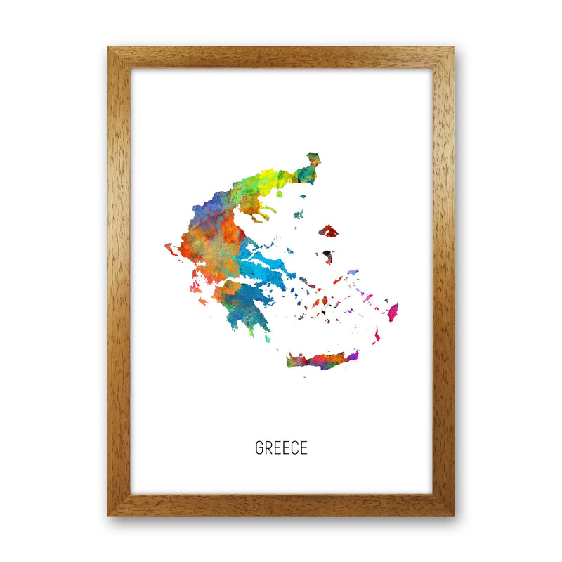 Greece Watercolour Map Art Print by Michael Tompsett Oak Grain