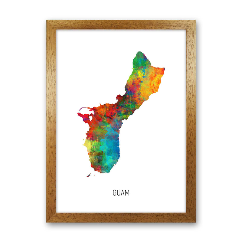 Guam Watercolour Map Art Print by Michael Tompsett Oak Grain