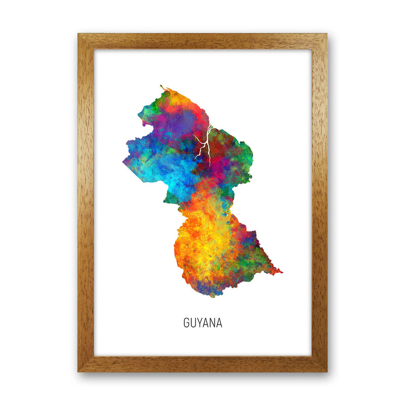 Guyana Watercolour Map Art Print by Michael Tompsett Oak Grain