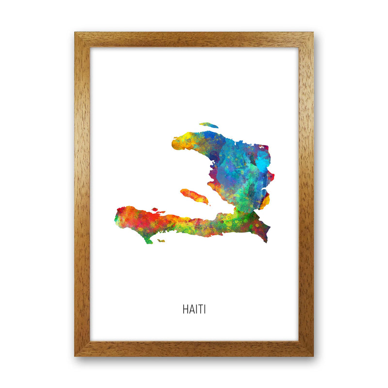 Haiti Watercolour Map Art Print by Michael Tompsett Oak Grain