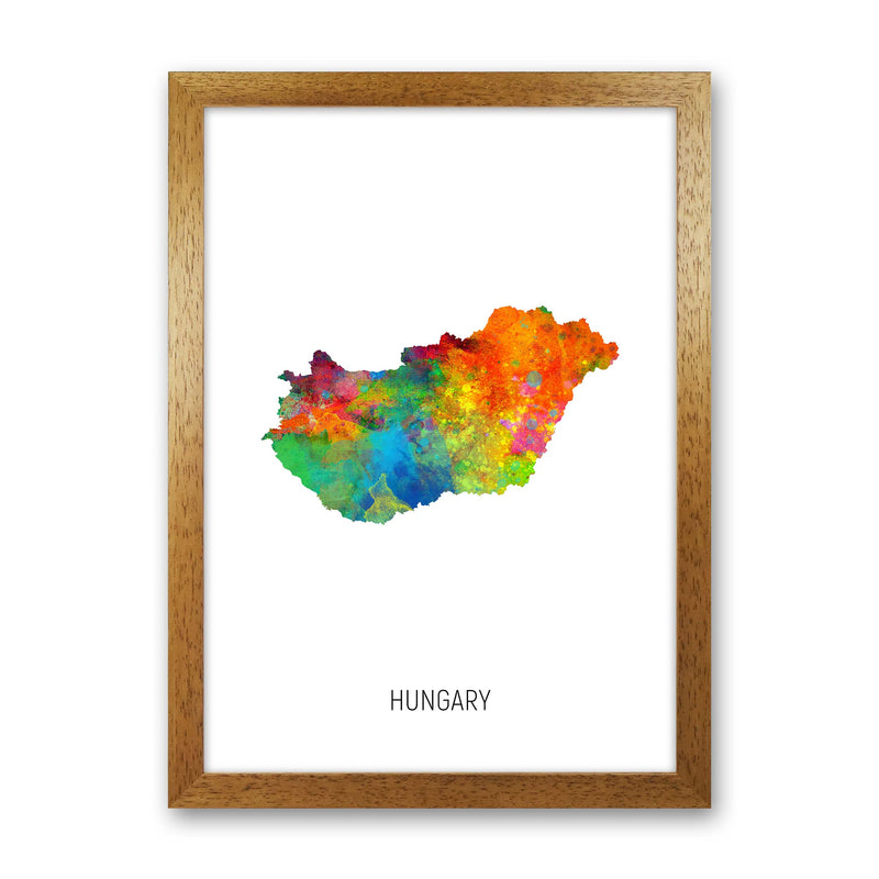 Hungary Watercolour Map Art Print by Michael Tompsett Oak Grain