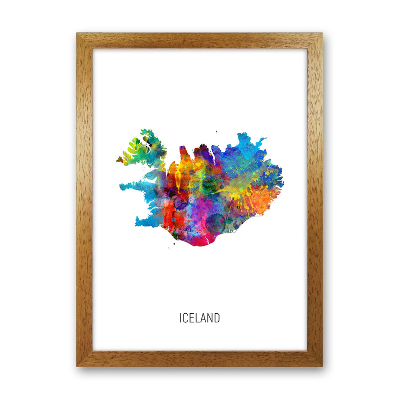 Iceland Watercolour Map Art Print by Michael Tompsett Oak Grain