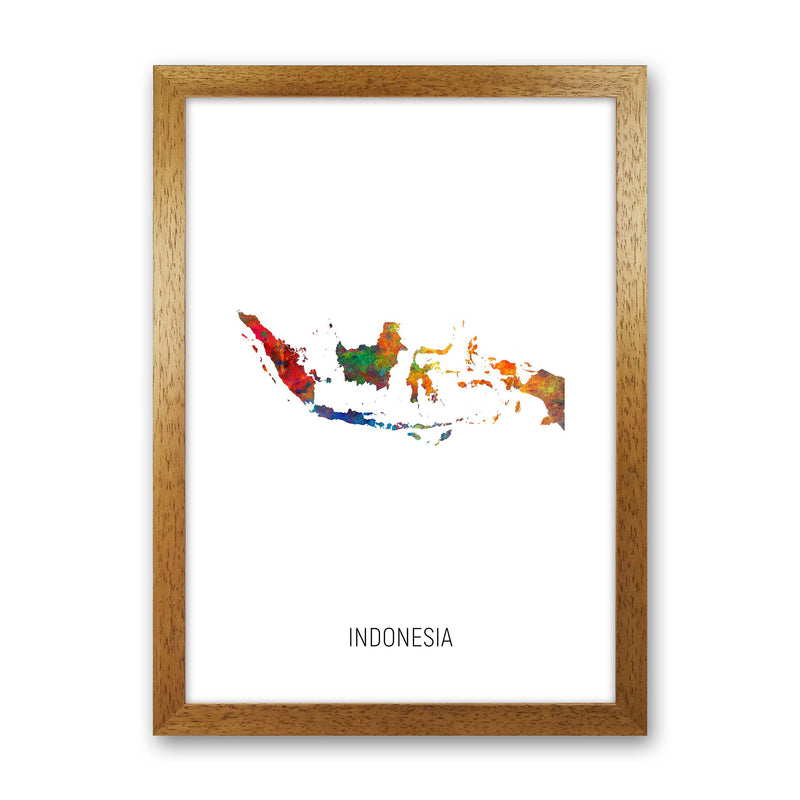 Indonesia Watercolour Map Art Print by Michael Tompsett Oak Grain