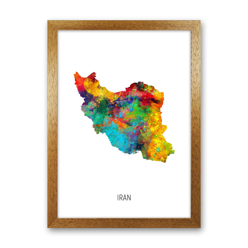 Iran Watercolour Map Art Print by Michael Tompsett Oak Grain