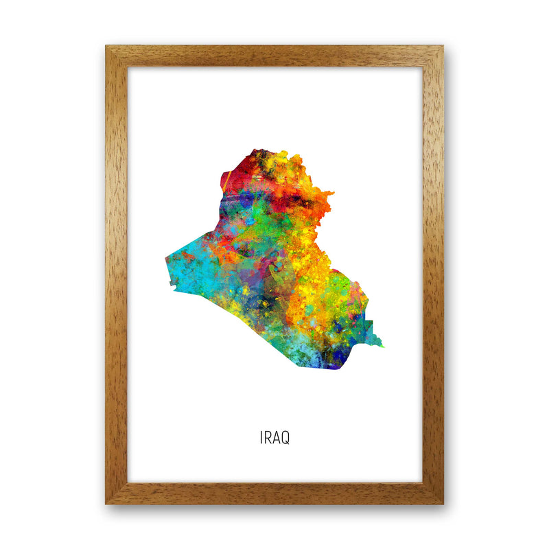 Iraq Watercolour Map Art Print by Michael Tompsett Oak Grain