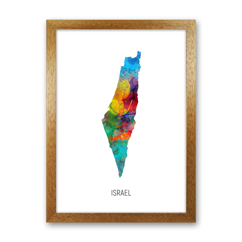 Israel Watercolour Map Art Print by Michael Tompsett Oak Grain