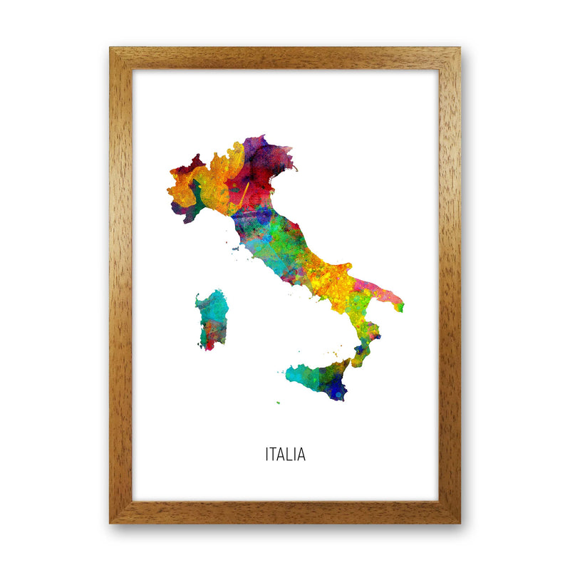 Italia Watercolour Map Art Print by Michael Tompsett Oak Grain