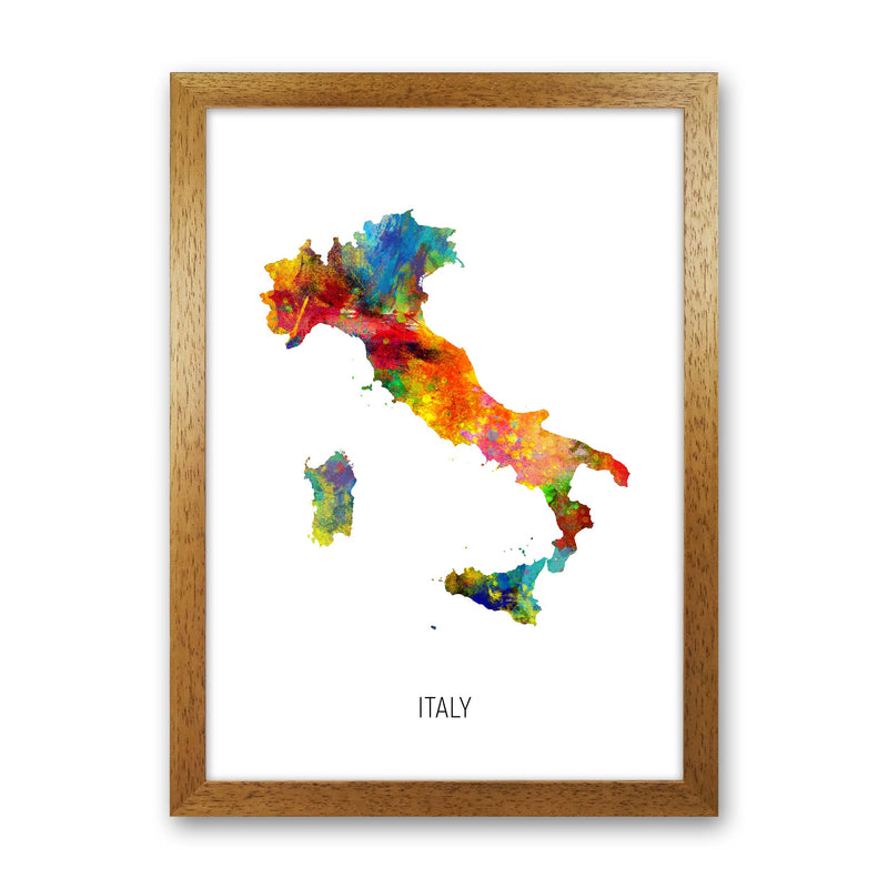 Italy Watercolour Map Art Print by Michael Tompsett Oak Grain