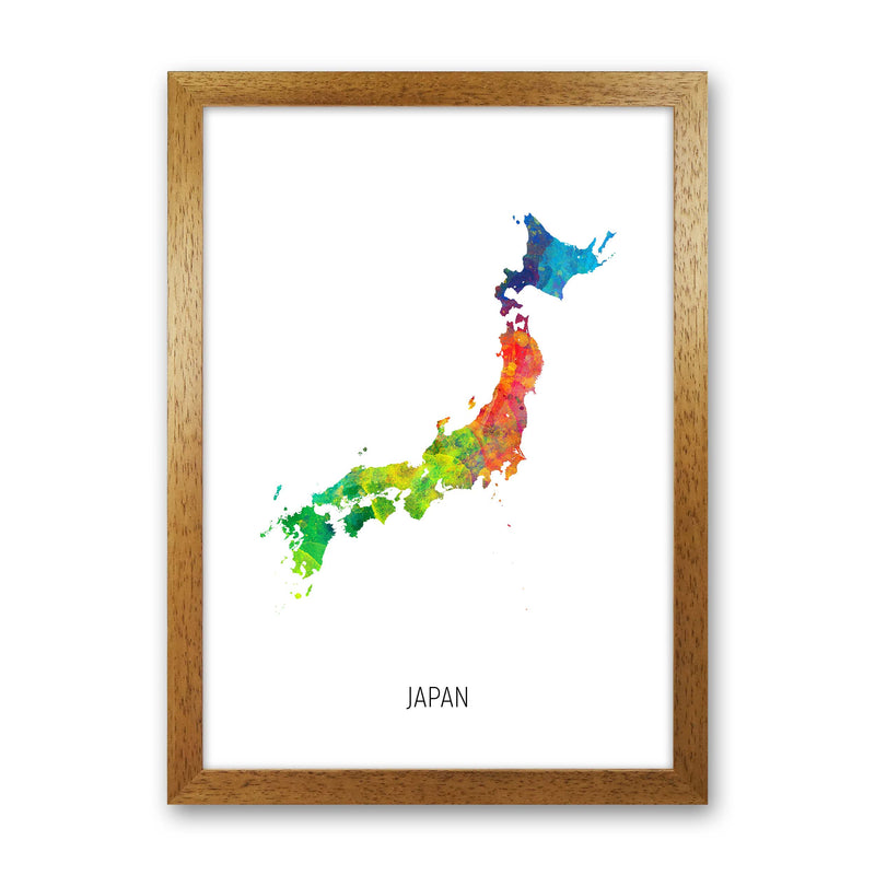 Japan Watercolour Map Art Print by Michael Tompsett Oak Grain