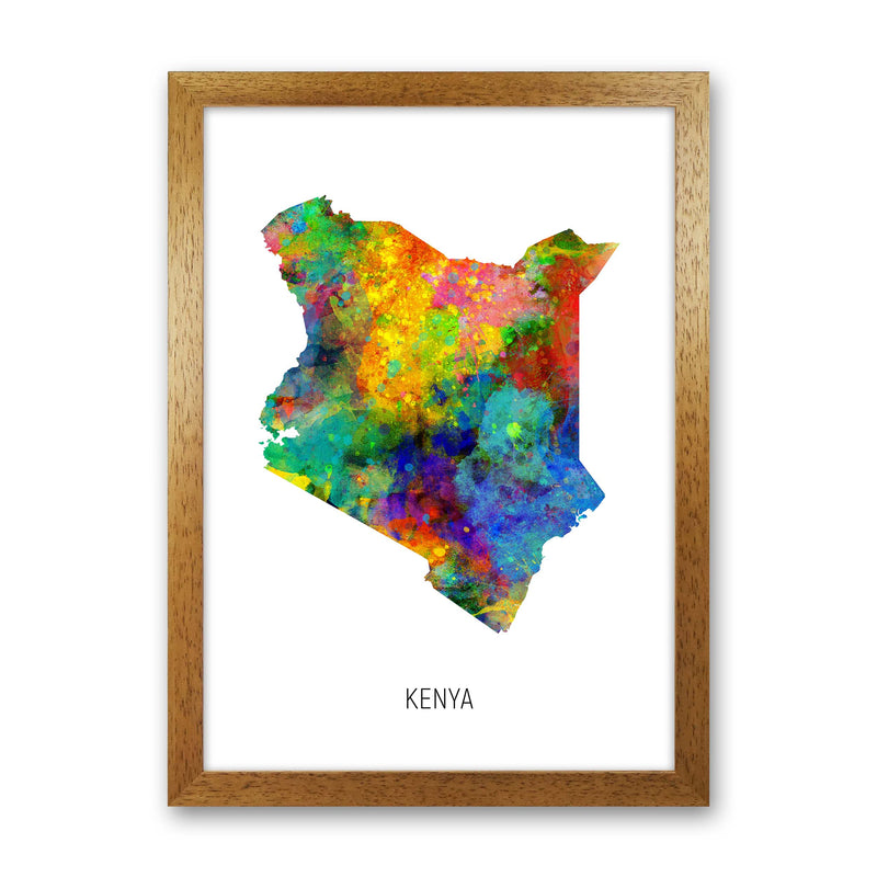 Kenya Watercolour Map Art Print by Michael Tompsett Oak Grain
