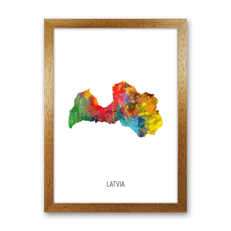 Latvia Watercolour Map Art Print by Michael Tompsett Oak Grain