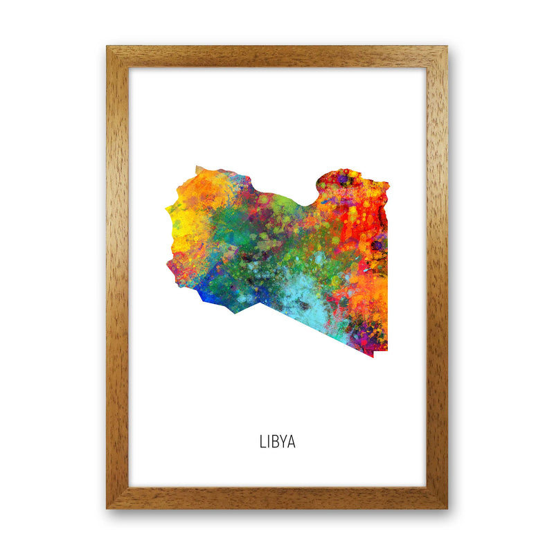Libya Watercolour Map Art Print by Michael Tompsett Oak Grain