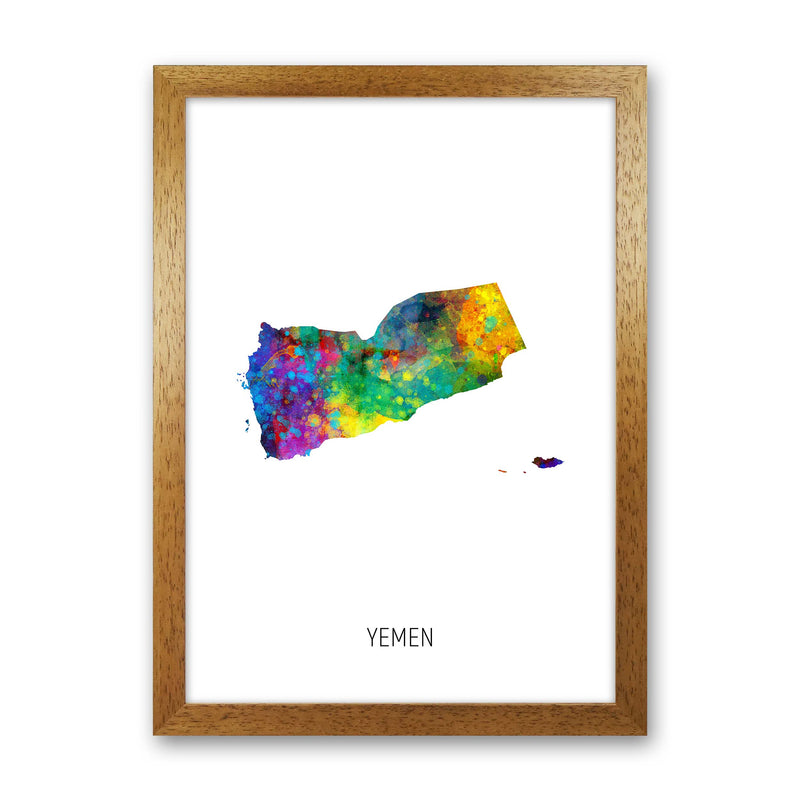 Yemen Watercolour Map Art Print by Michael Tompsett Oak Grain