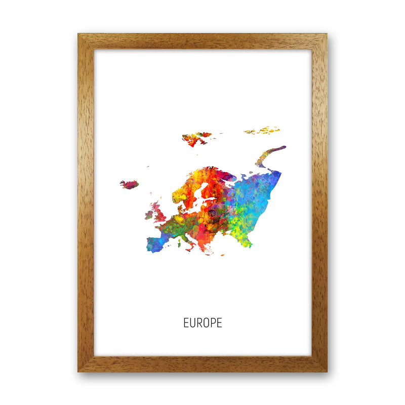 Europe Watercolour Map Art Print by Michael Tompsett Oak Grain