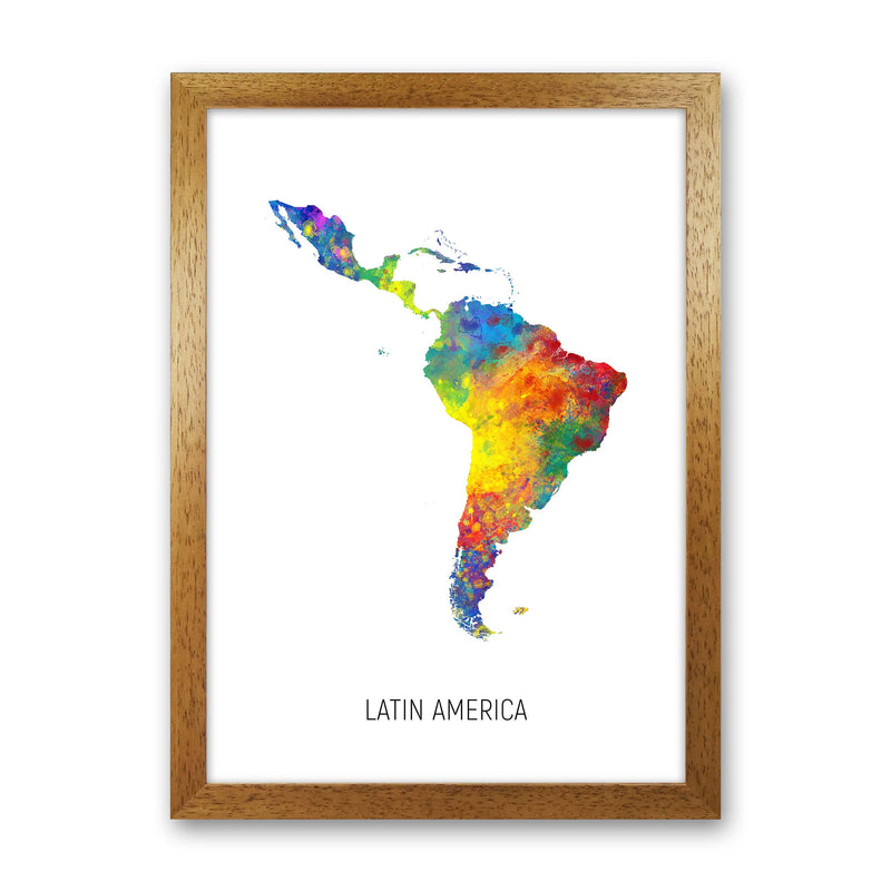 Latin America Watercolour Map Art Print by Michael Tompsett Oak Grain