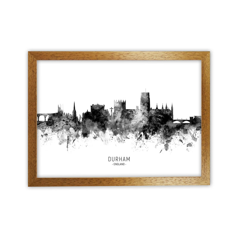 Durham England Skyline Black White City Name  by Michael Tompsett Oak Grain