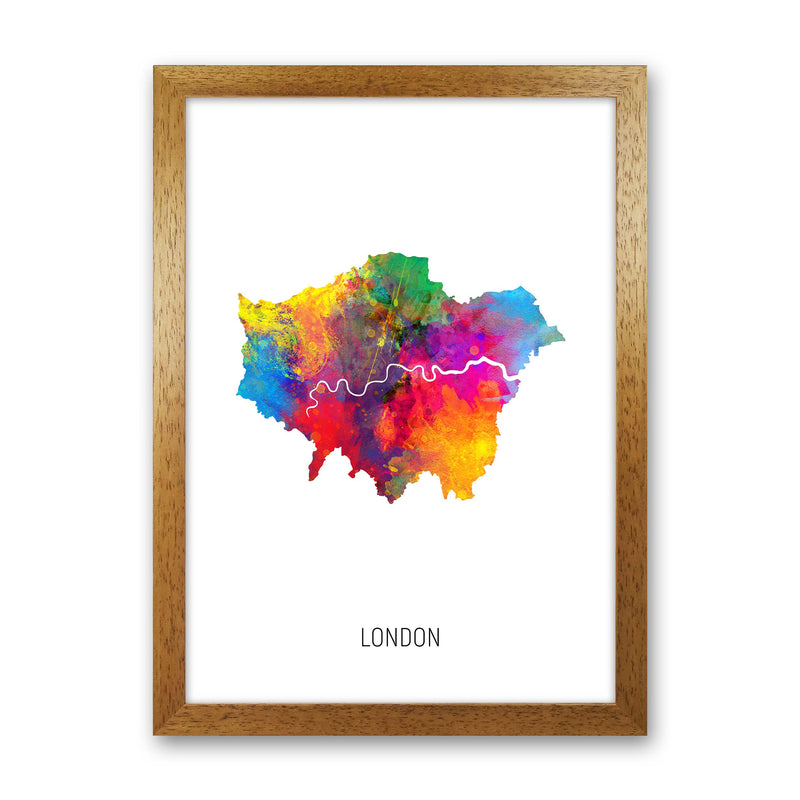 London Watercolour Map Art Print by Michael Tompsett Oak Grain