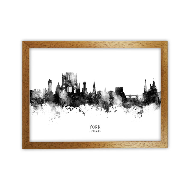 York England Skyline Black White City Name  by Michael Tompsett Oak Grain