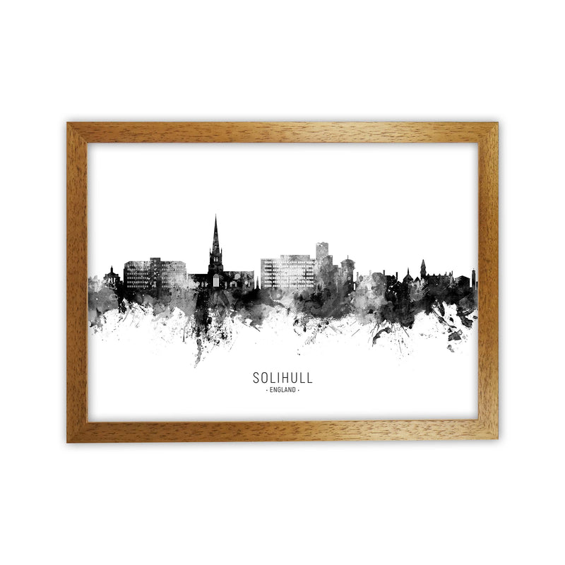 Solihull England Skyline Black White City Name  by Michael Tompsett Oak Grain
