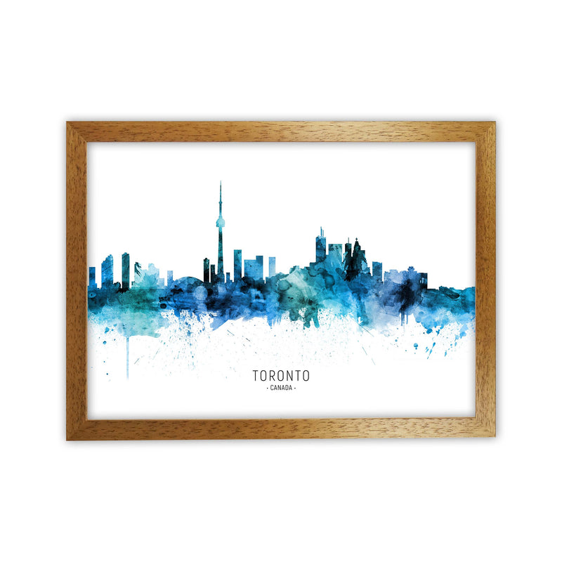 Toronto Canada Skyline Blue City Name  by Michael Tompsett Oak Grain