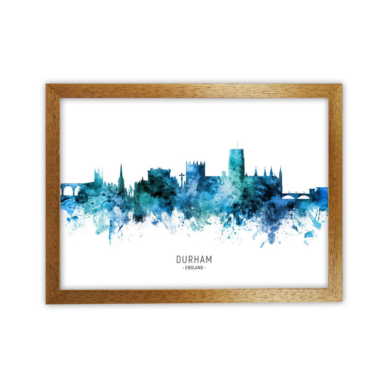 Durham England Skyline Blue City Name  by Michael Tompsett Oak Grain