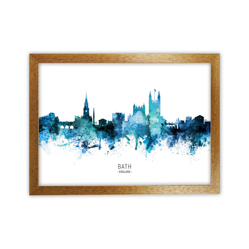 Bath England Skyline Blue City Name Print by Michael Tompsett Oak Grain
