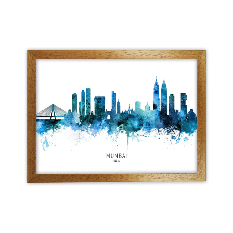 Mumbai India Skyline Blue City Name Print by Michael Tompsett Oak Grain