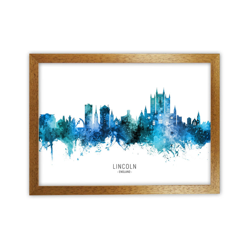 Lincoln England Skyline Blue City Name  by Michael Tompsett Oak Grain