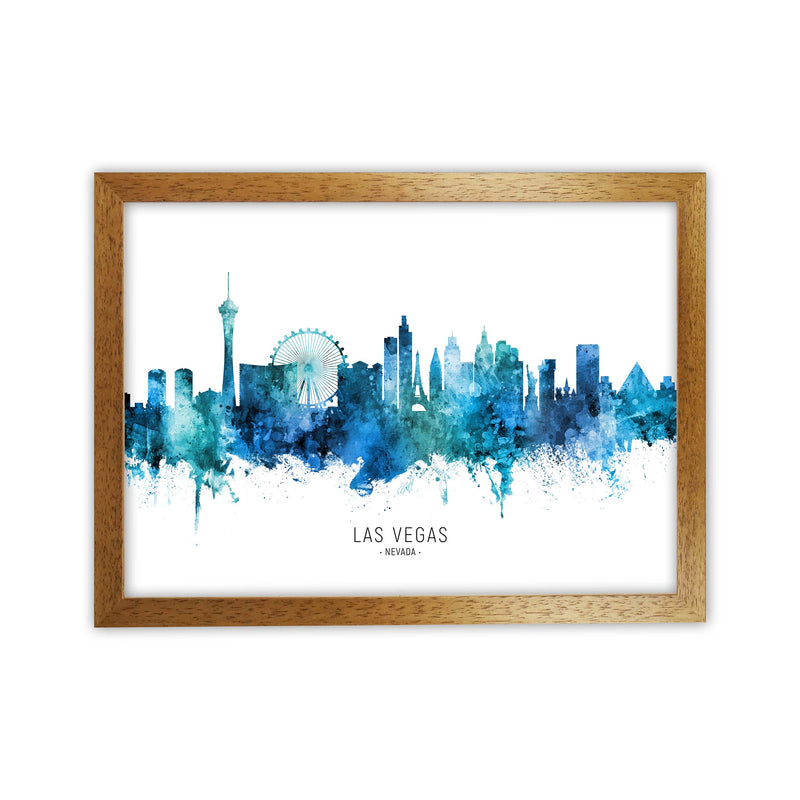 Las Vegas Nevada Skyline Blue City Name  by Michael Tompsett Oak Grain