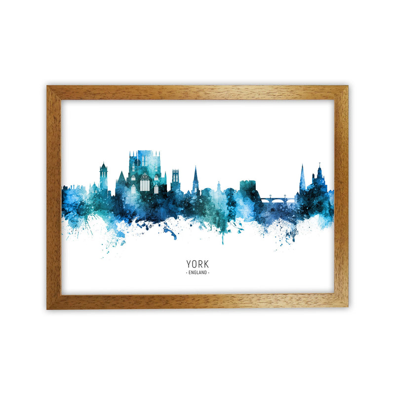 York England Skyline Blue City Name Print by Michael Tompsett Oak Grain