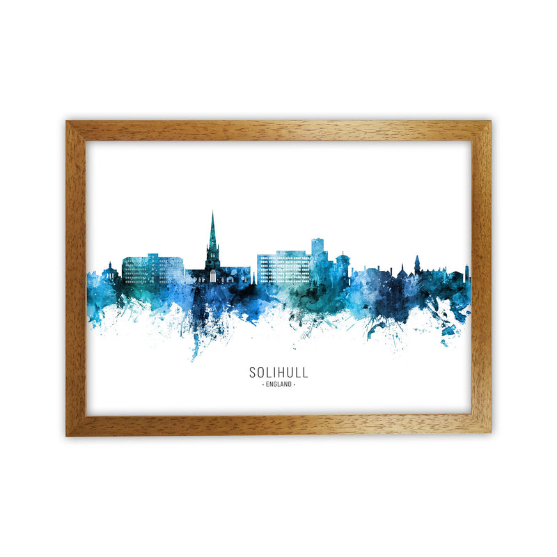 Solihull England Skyline Blue City Name  by Michael Tompsett Oak Grain