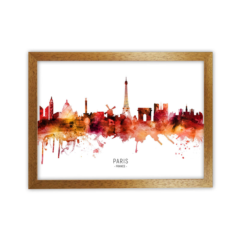 Paris France Skyline Red City Name Print by Michael Tompsett Oak Grain