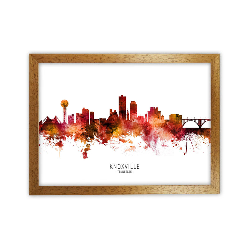 Knoxville Tennessee Skyline Red City Name  by Michael Tompsett Oak Grain