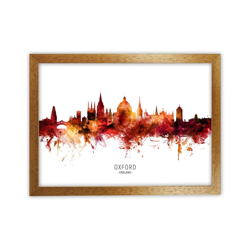 Oxford England Skyline Red City Name  by Michael Tompsett Oak Grain