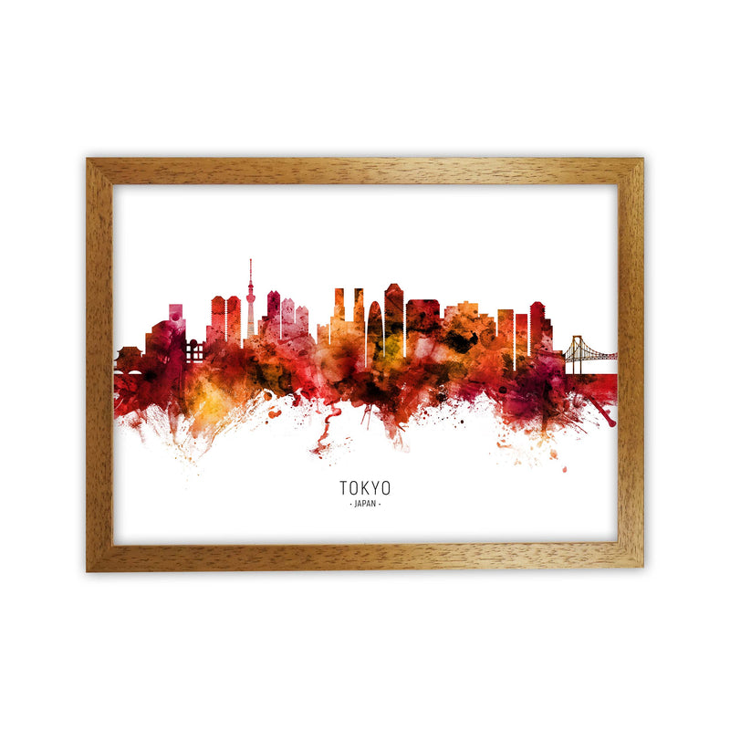 Tokyo Japan Skyline Red City Name Print by Michael Tompsett Oak Grain