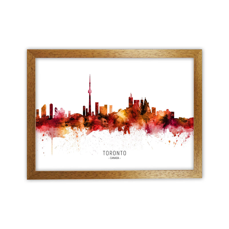 Toronto Canada Skyline Red City Name  by Michael Tompsett Oak Grain