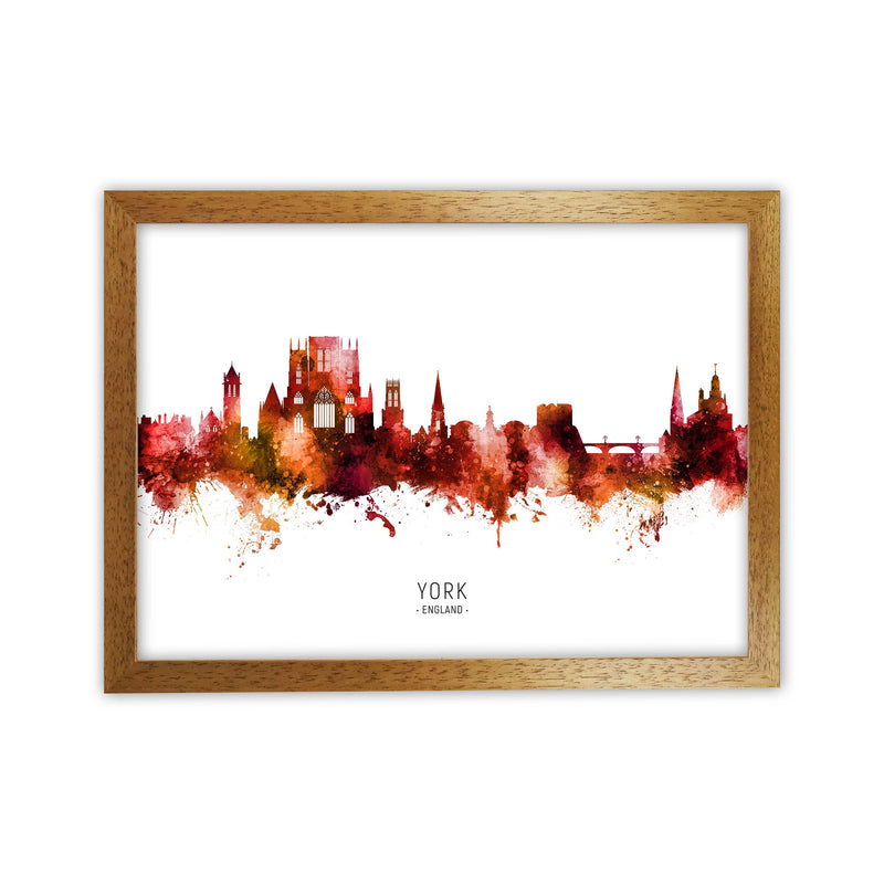 York England Skyline Red City Name Print by Michael Tompsett Oak Grain
