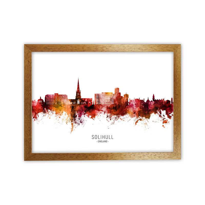 Solihull England Skyline Red City Name  by Michael Tompsett Oak Grain
