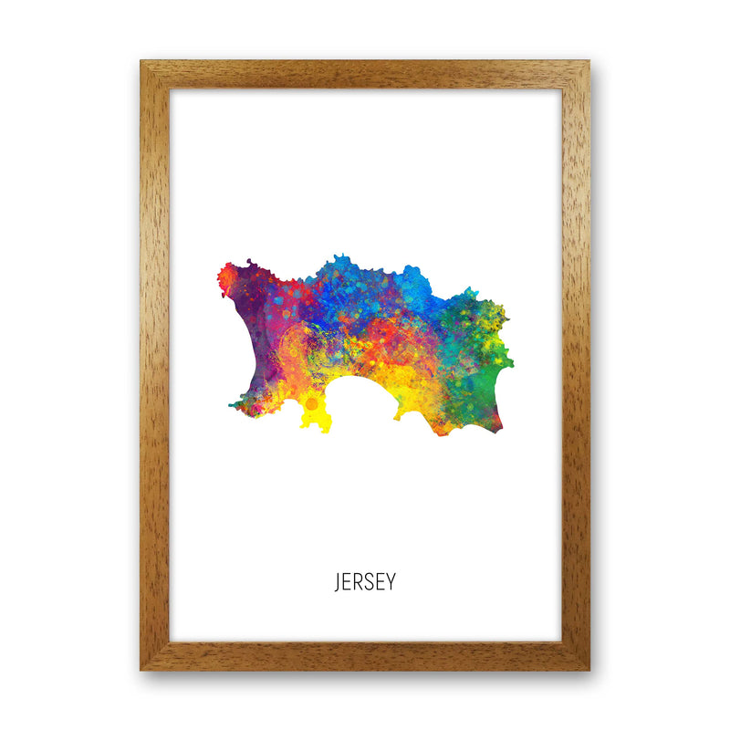 Jersey Watercolour Map Art Print by Michael Tompsett Oak Grain