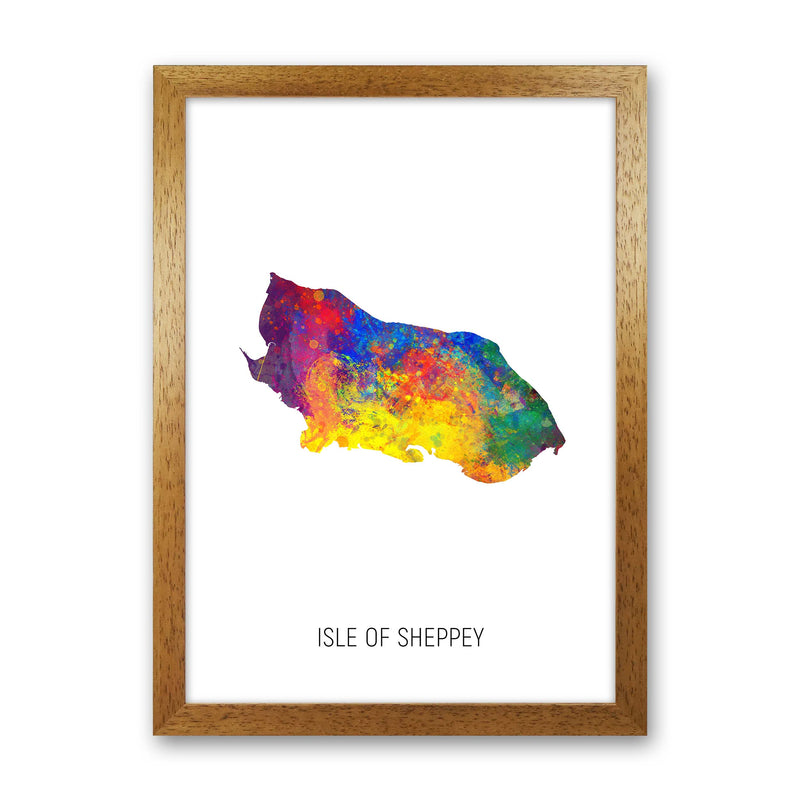 Isle Of Sheppey Watercolour Map Art Print by Michael Tompsett Oak Grain