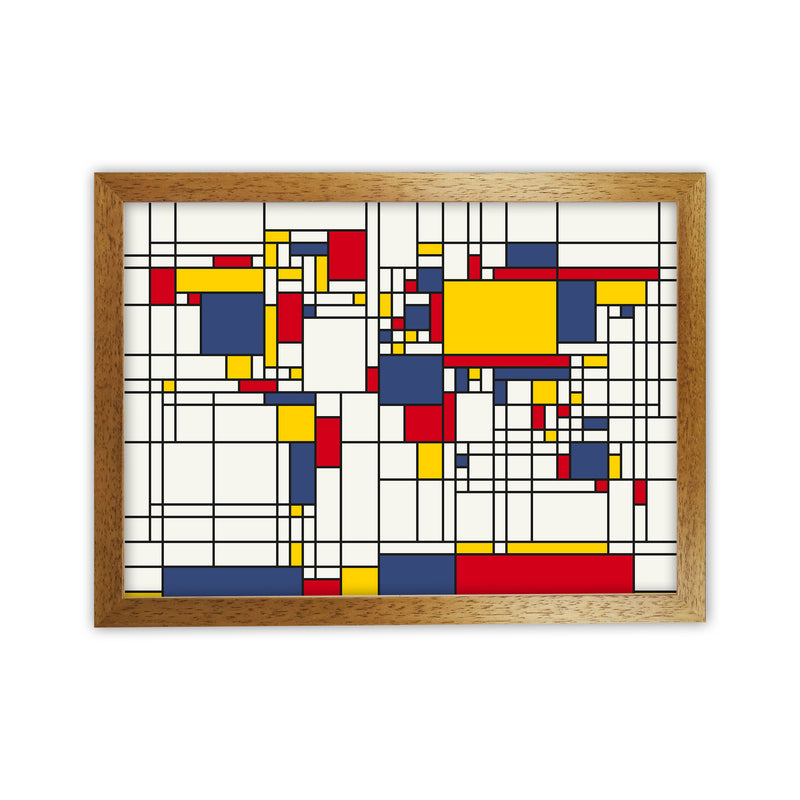 Abstract World Map in the style of Piet Mondrian Art Print by Michael Tompsett Oak Grain