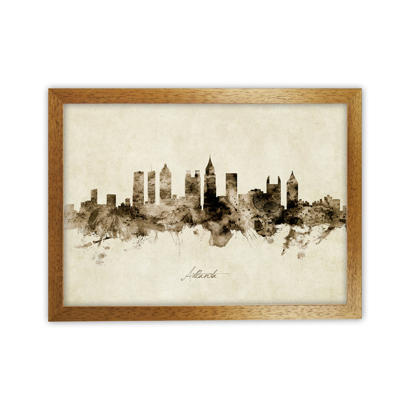 Atlanta Georgia Skyline Vintage Art Print by Michael Tompsett Oak Grain