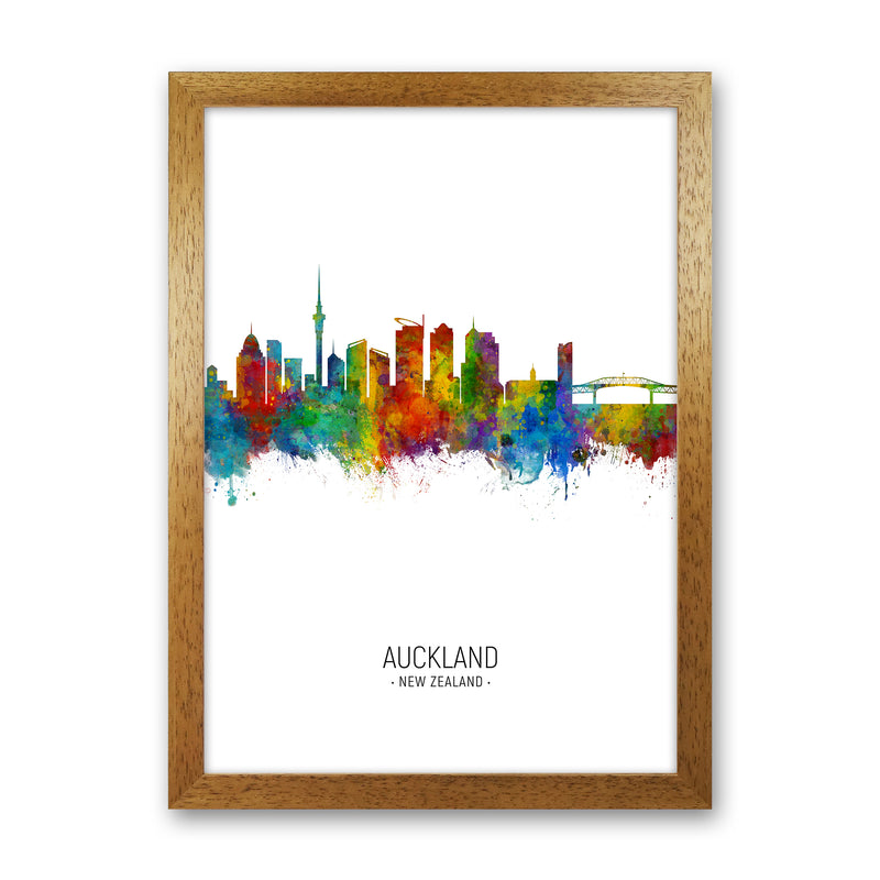 Auckland New Zealand Skyline Portrait Art Print by Michael Tompsett Oak Grain