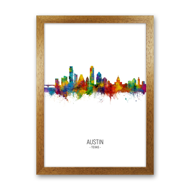 Austin Texas Skyline Portrait Art Print by Michael Tompsett Oak Grain