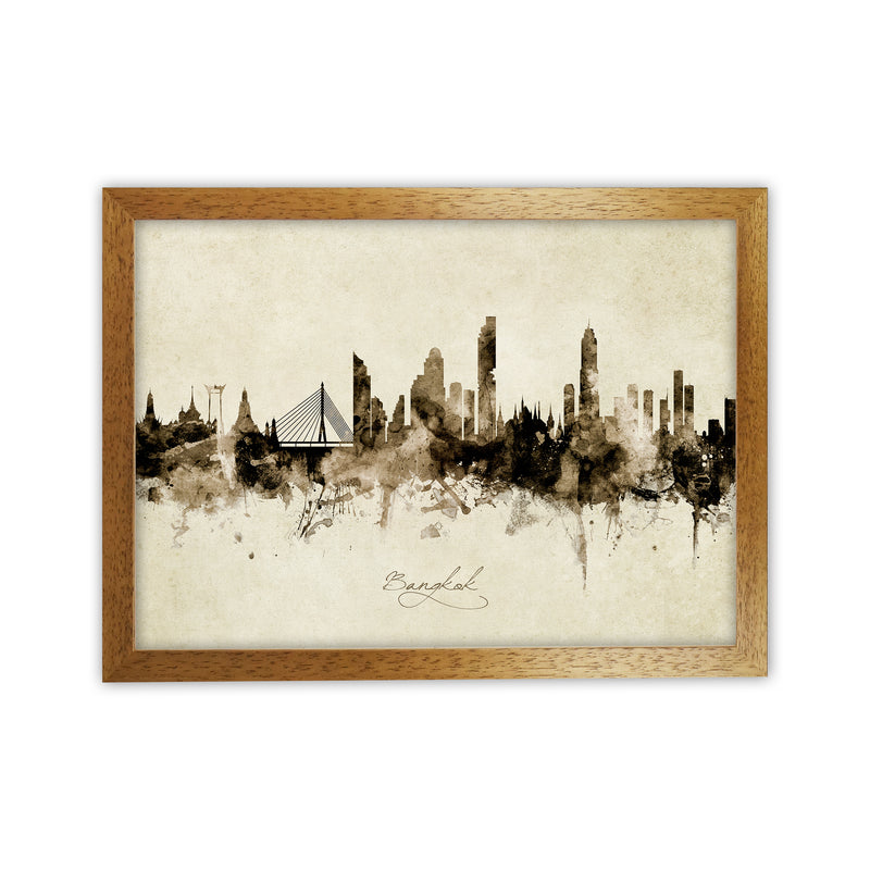 Bangkok Thailand Skyline Vintage Art Print by Michael Tompsett Oak Grain