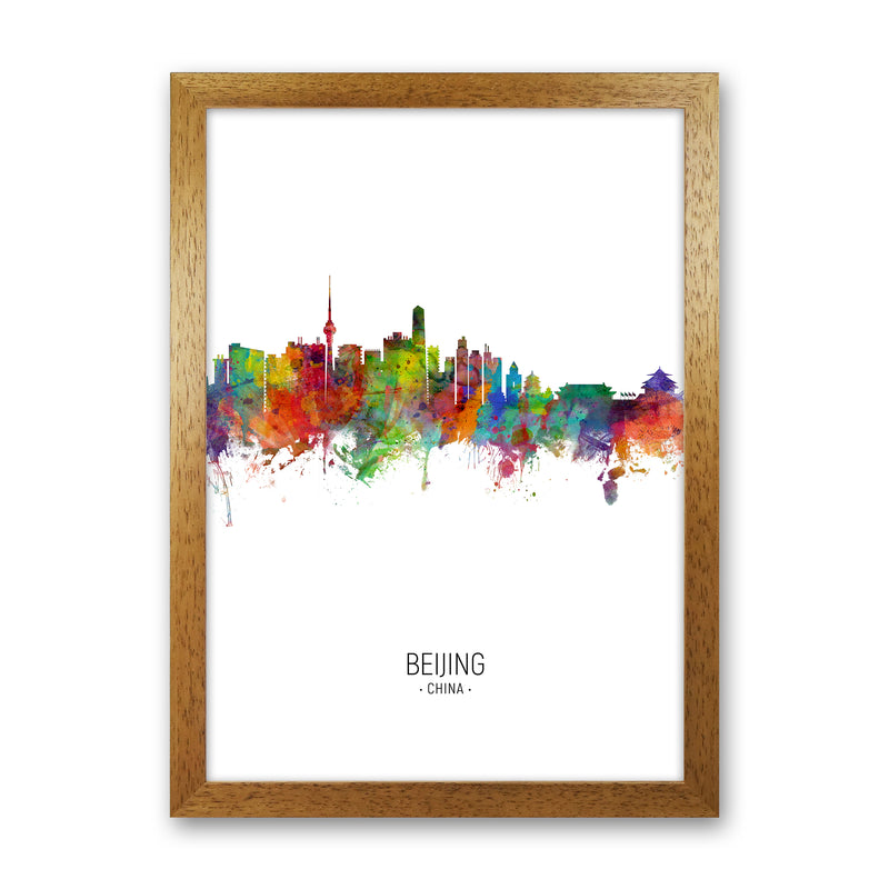 Beijing China Skyline Portrait Art Print by Michael Tompsett Oak Grain