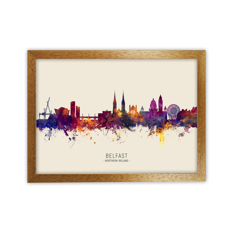 Belfast Northern Ireland Skyline Autumn City Name Art Print by Michael Tompsett Oak Grain