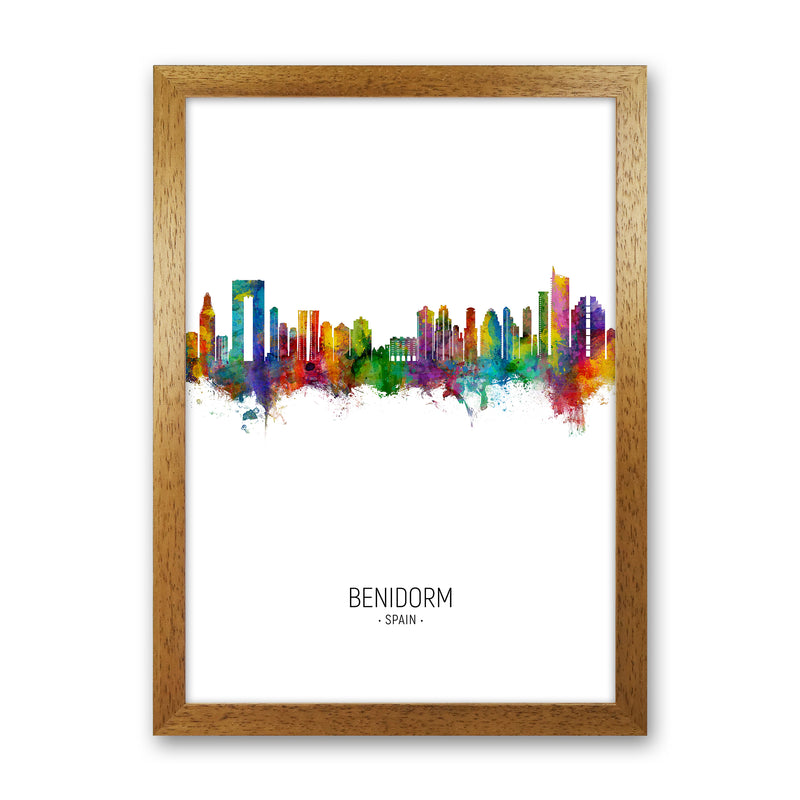 Benidorm Spain Skyline Portrait Art Print by Michael Tompsett Oak Grain