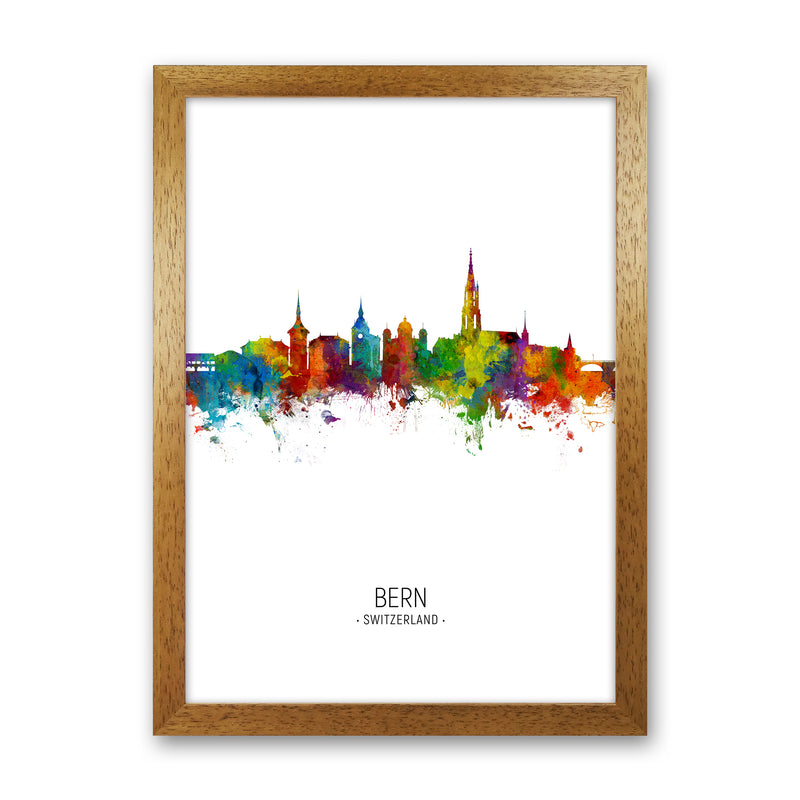 Bern Switzerland Skyline Portrait Art Print by Michael Tompsett Oak Grain