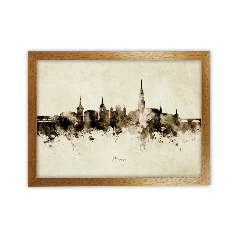 Bern Switzerland Skyline Vintage Art Print by Michael Tompsett Oak Grain